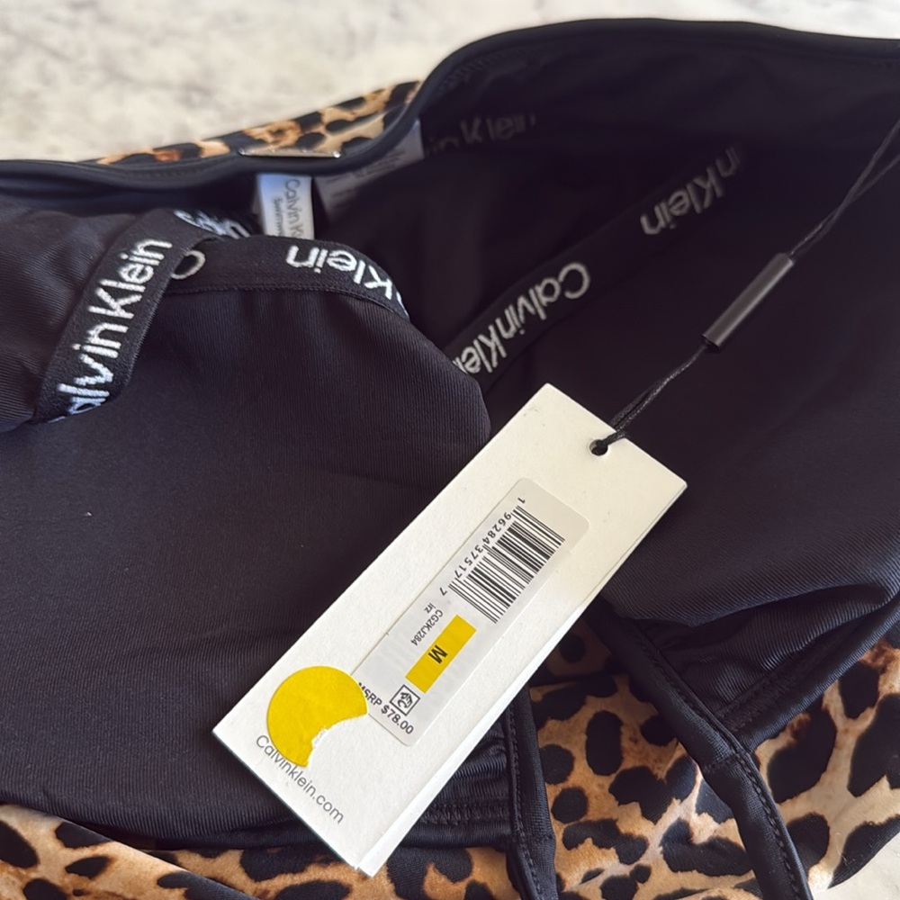 Calvin Klein Women's Animal-Print Bandeau Halter Tankini Top - Jaguar 🐆 NWT - Picture 4 of 6